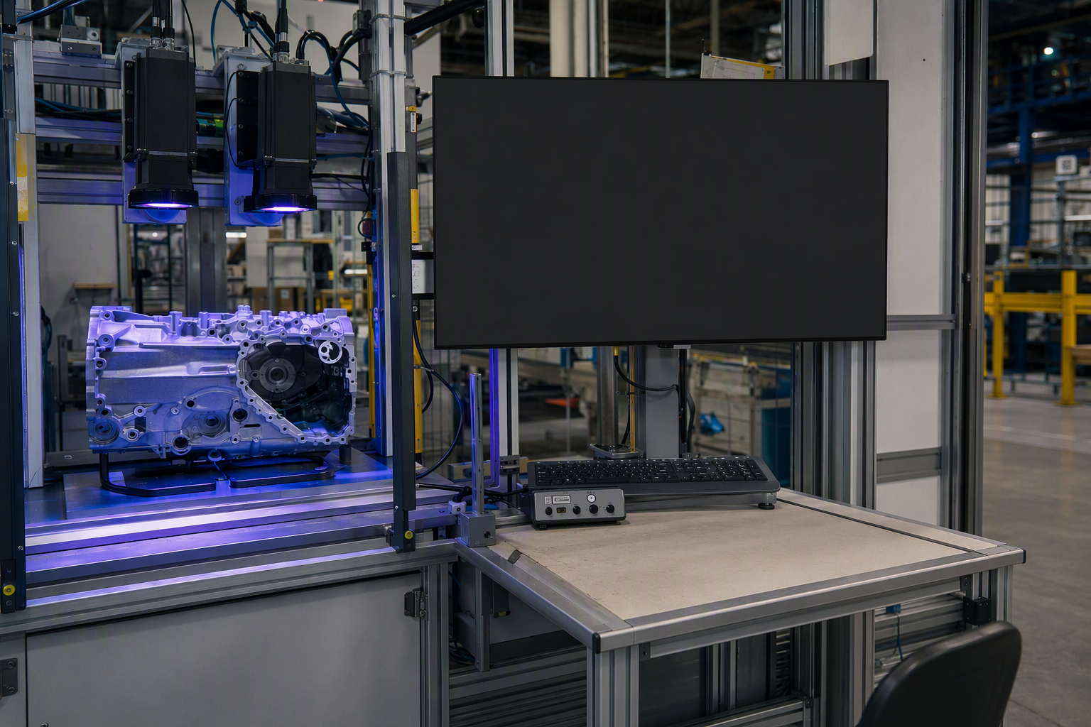 Ultraviolet automotive engine inspection cell
