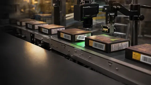 Camera validating labels and barcodes on packaged goods