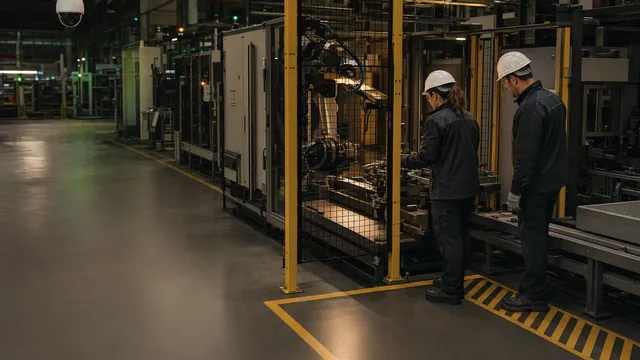Plant team working inside a monitored manufacturing safety zone