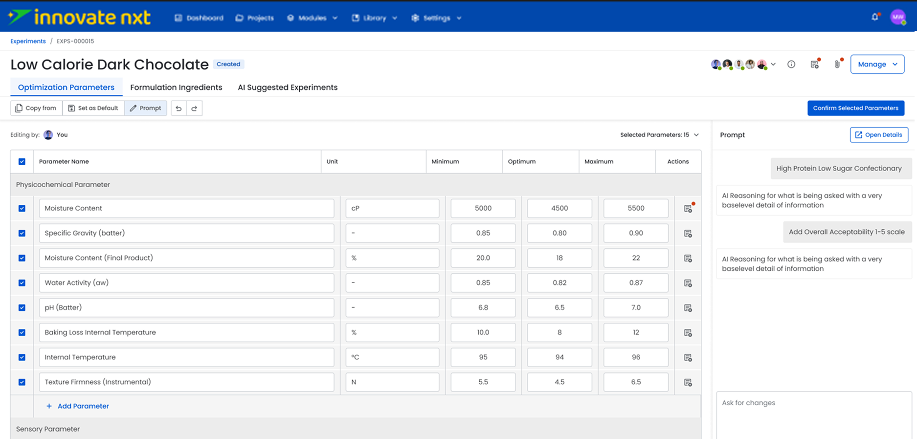 Innovate Nxt analysis panel supporting expert review of a flavor response